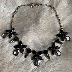 J. Crew Black & Grey Crystal Statement Necklace